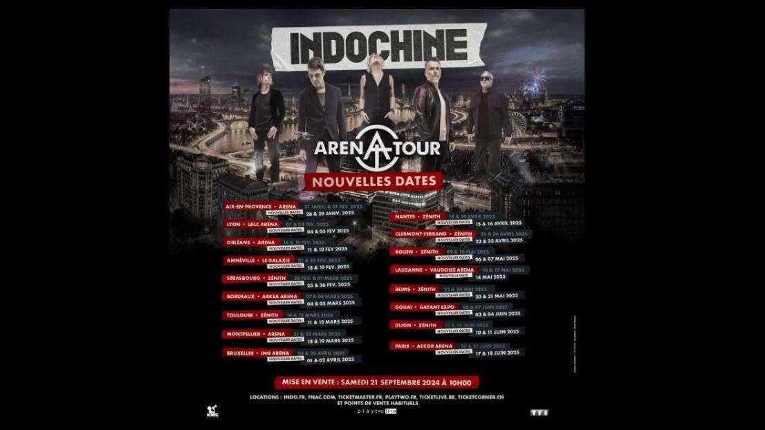 Indochine rajoute 2 dates à l'Arena du Pays d'Aix pour sa tournée