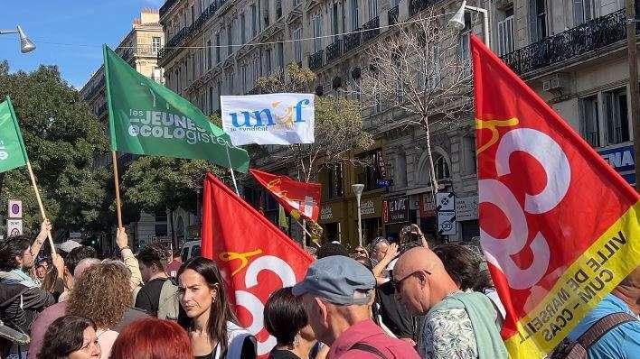 Dans le cortège de la mobilisation du 1er octobre à Marseille