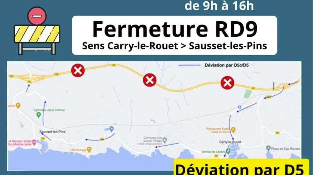 La RD9 fermée dans le sens Carry-Sausset pour un tournage