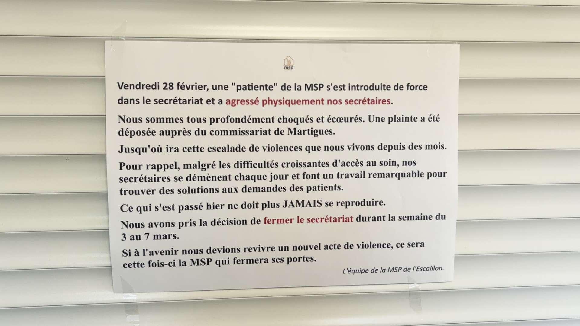 Coups et menaces de mort à la maison médicale de l'Escaillon à Martigues : une équipe sous le choc