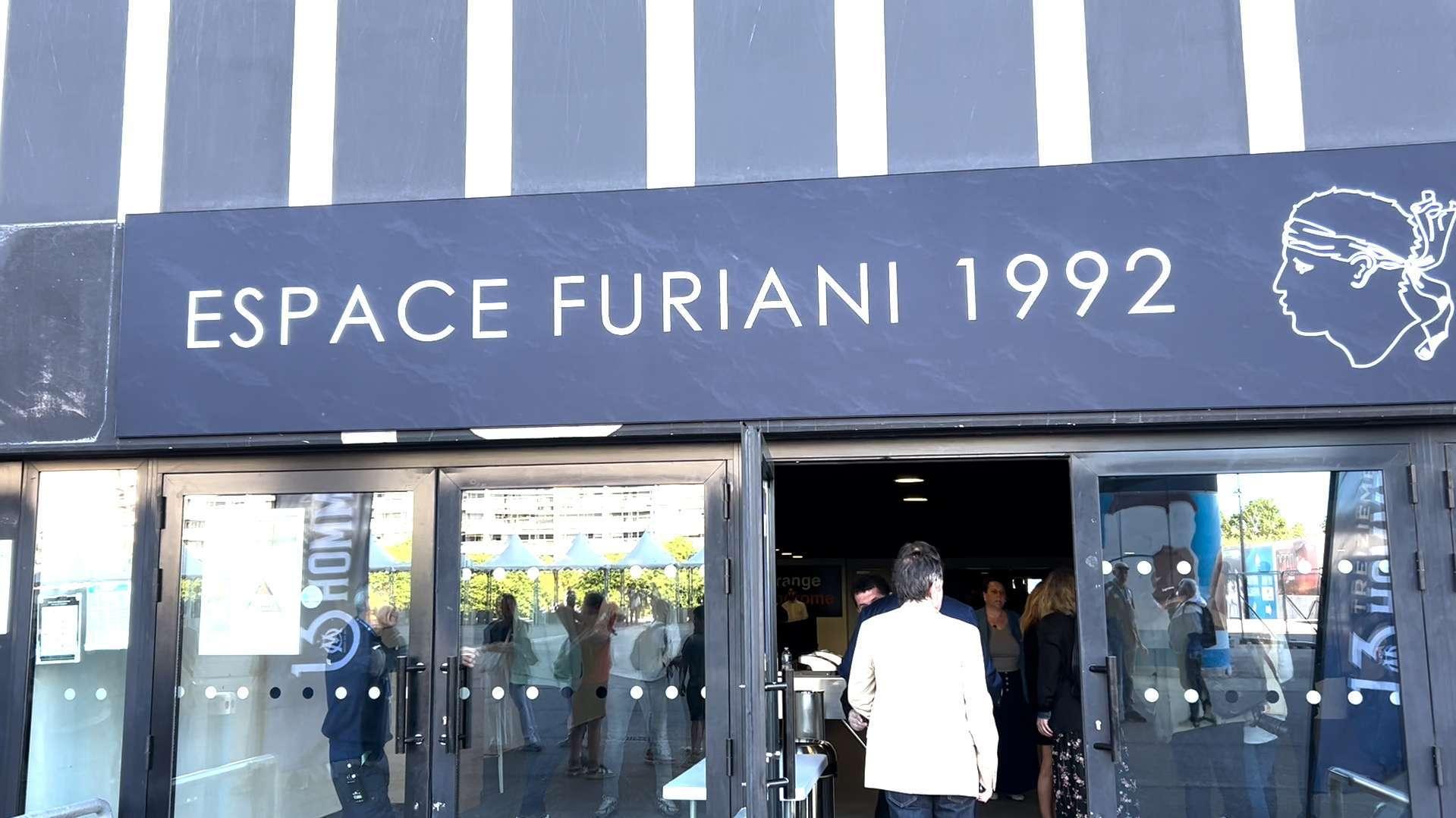 Inauguration de l'espace Furiani 92 au stade Vélodrome de Marseille pour le devoir de mémoire