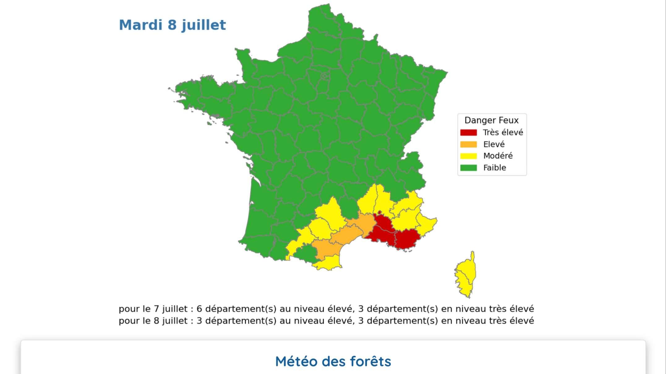 Météo des forêts : les Bouches-du-Rhône restent en rouge mardi 8 juillet 