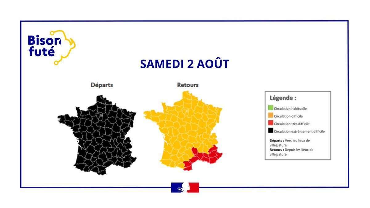 Chassé-croisé : Bison Futé voit les routes en noir samedi