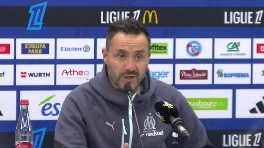 Strasbourg-OM : la conférence de presse de Roberto De Zerbi après la victoire de l'OM à la Meinau