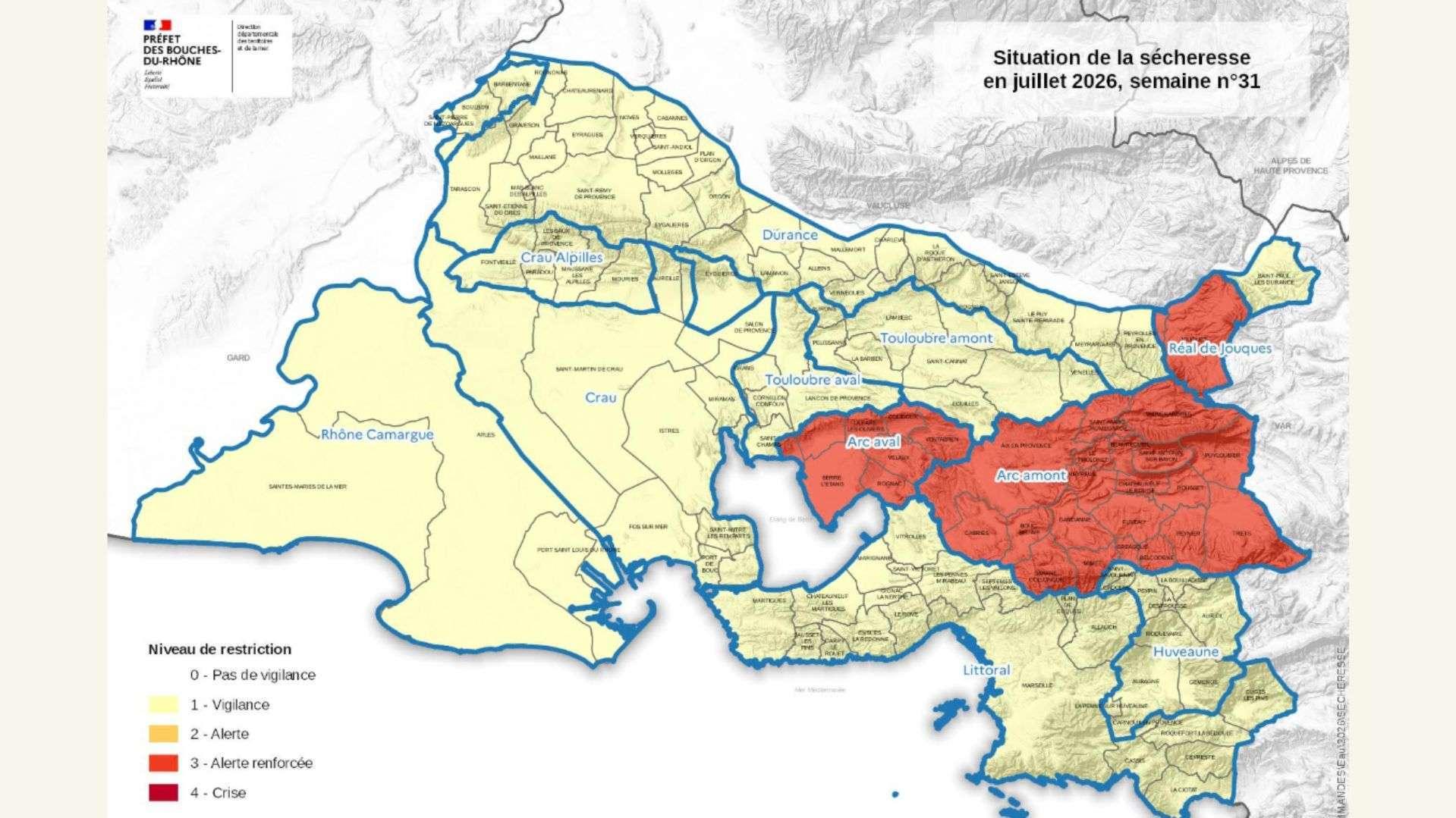 Sécheresse dans les Bouches-du-Rhône : l'alerte renforcée maintenue pour 29 communes, le point sur les restrictions