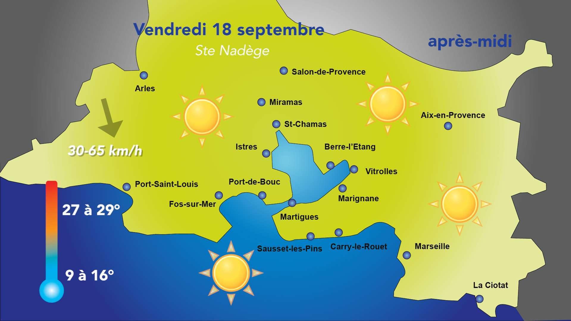 Météo du vendredi 18 septembre : soleil et mistral toujours présents