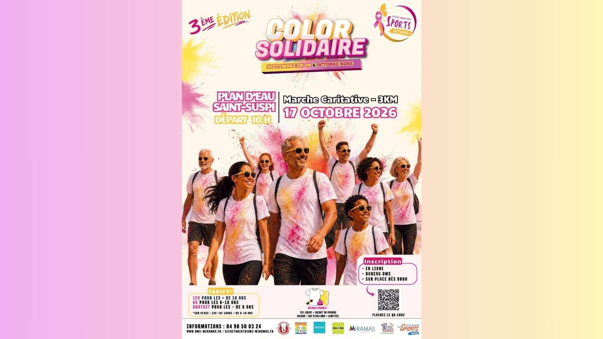 « Dès la poussette jusqu'à 99 ans » : la Color Solidaire à Miramas, une marche festive et colorée pour soutenir la lutte contre le cancer