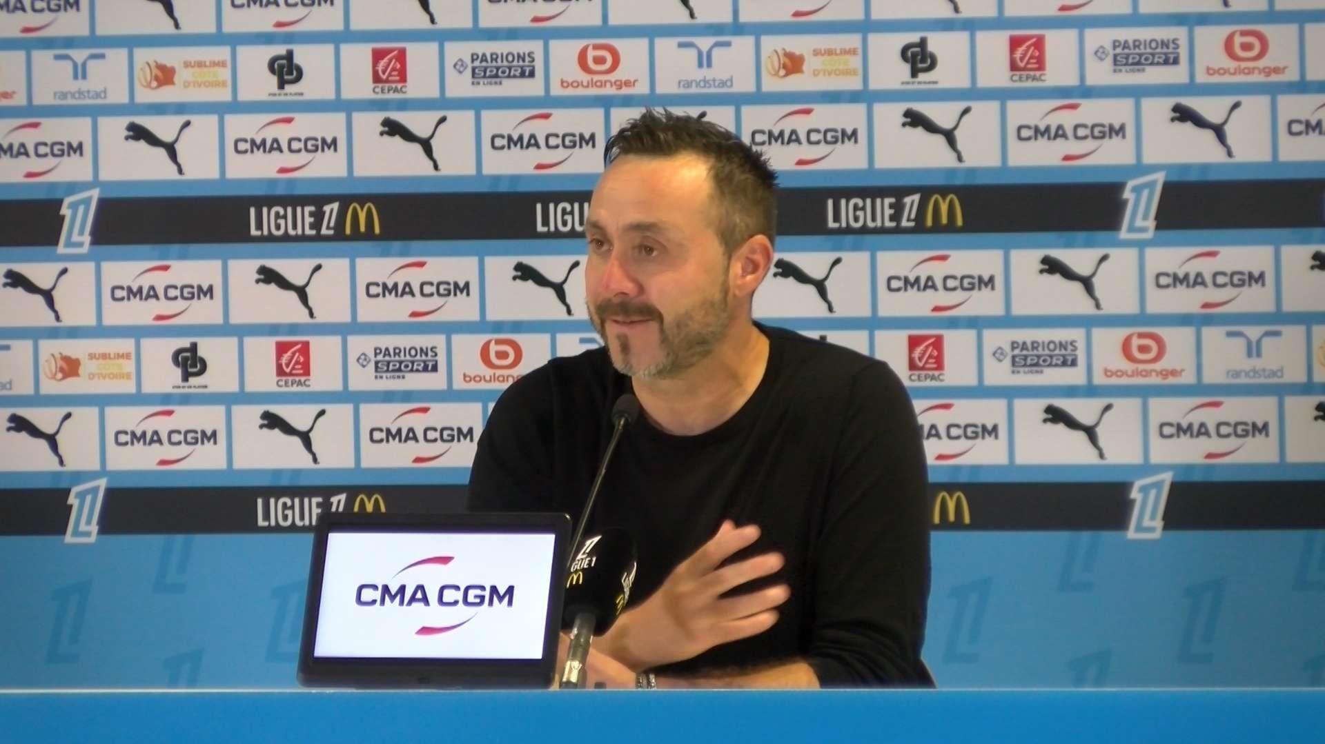 OM-Angers : Roberto De Zerbi "la première mi-temps m'embête plus que le résultat !"